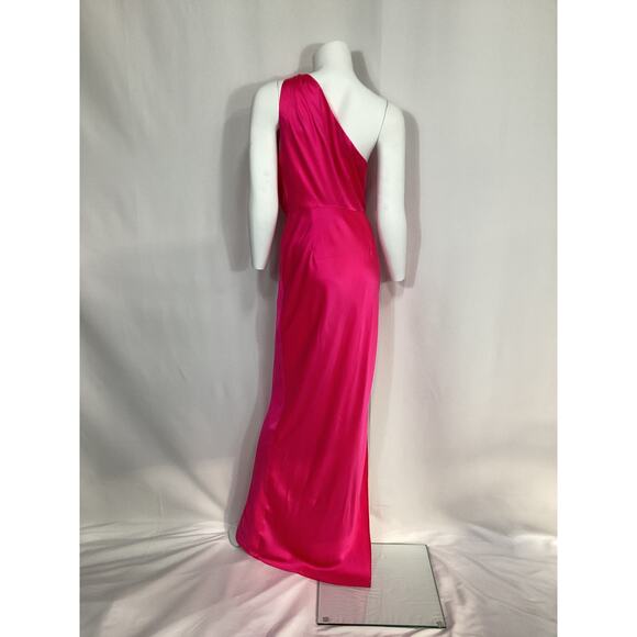 The Sei Asymmetrical Drape Pink Silk & Satin Gown Size 4 - Picture 3 of 4
